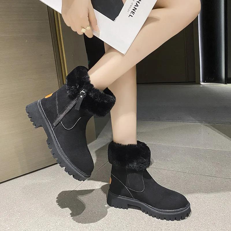 Plush Short Boots Women New European American Fashion Warm Comfortable Cotton Shoes Outdoor Travel Leisure Snow Boots 2024