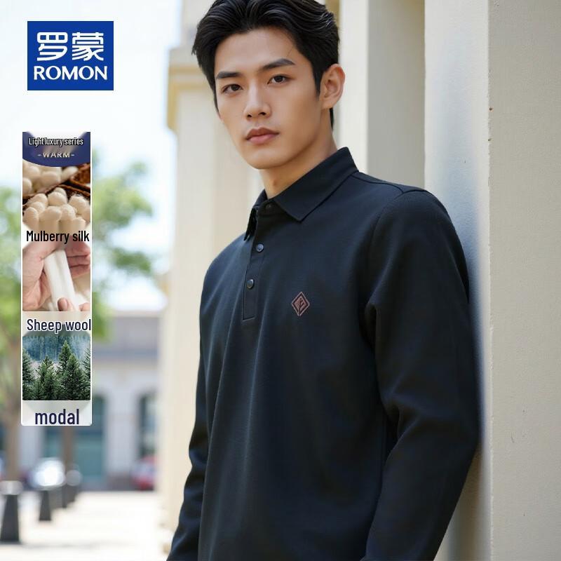 ROMON Men s Luxury Silk Blend Long-Sleeve T-Shirt L