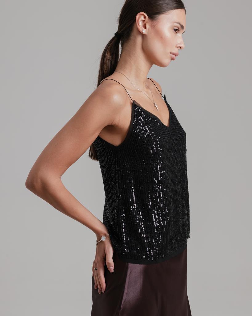 Tank Top with Sequins Mira Mia 265232 S Black