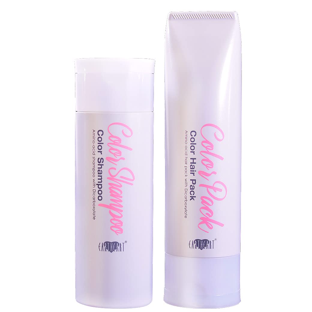 

[Salon Exclusive] Anti-Fade EARTHEART Color Shampoo (Shampoo & Hair Pack Set) 250ml Each. Salon-Quality, Supervised by Professional Hair Stylists.