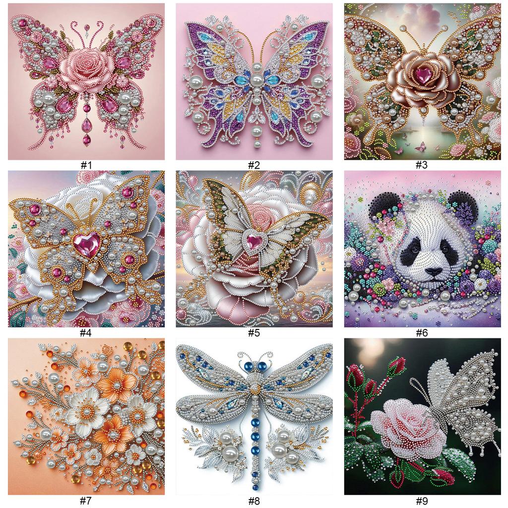 Diamond Dots Pearl Gem Painting with Frame 9.84x9.84in DIY Pearl Art Painting Set for Adults & Beginners Home Wall Decor