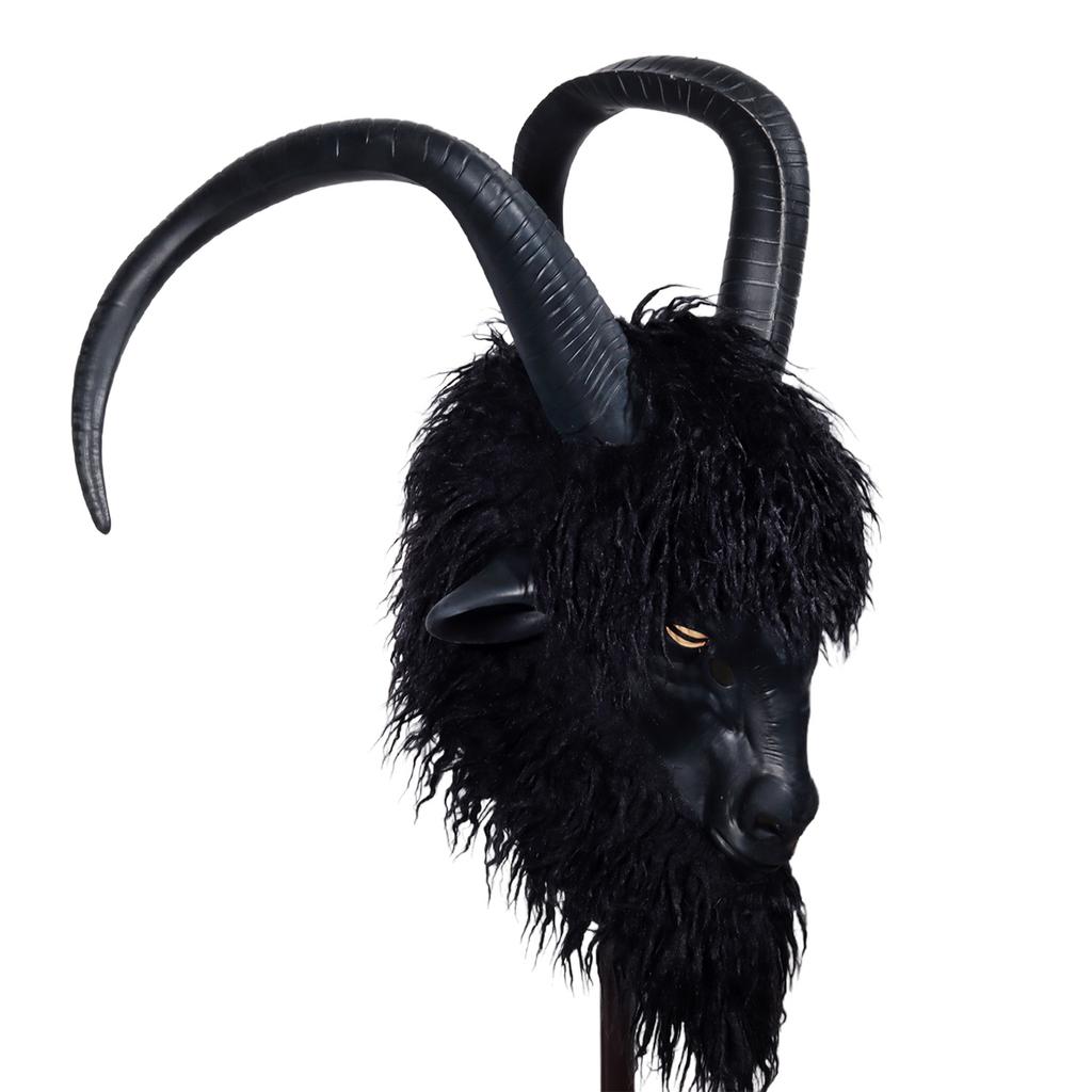 Tierziegenmaske Cosplay Böser Schwarzer Phillip Ziegenbock Mit Großen Hörnern Latexhelm Halloween Karneval Verkleidungsparty Kostüm Requisiten