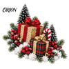 Holiday Entryway Stair Garland Santa Sleigh Railing Decor, Warm LED Lighted Snowy Banister Decoration, Pre-Lit Christmas White Lighting with