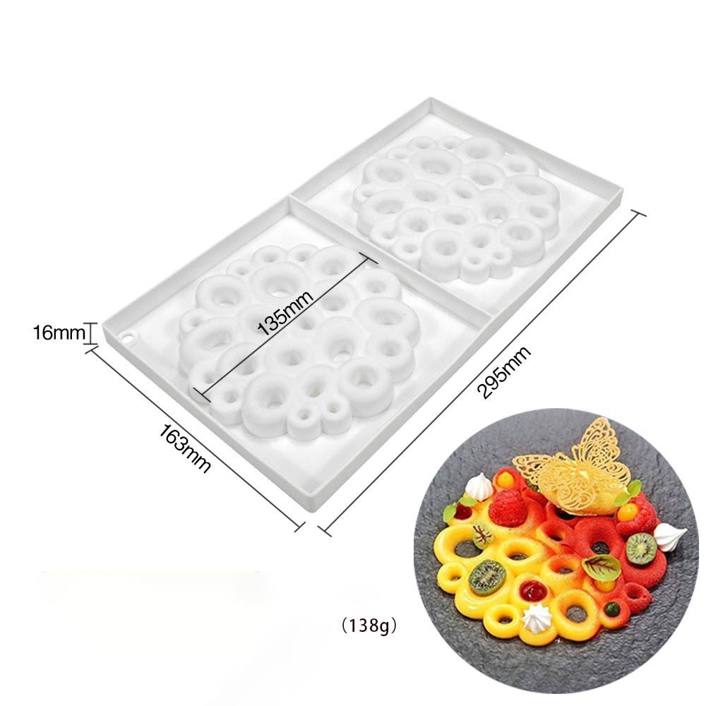 

Новая 2-х круглых форм для мусса с пузырьками, инструмент для выпечки шоколада, декоративная силиконовая форма для торта, кухонные принадлежности белый