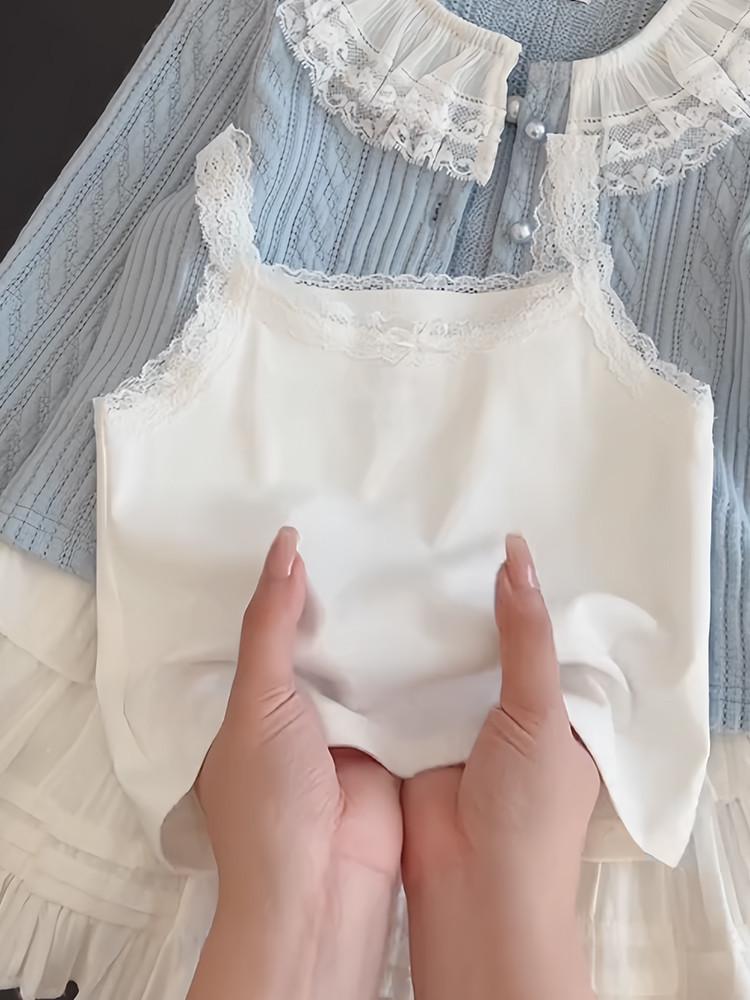 2025 Autumn Girls' Little Princess Korean Outfit: White Midi Skirt Two-Piece Set