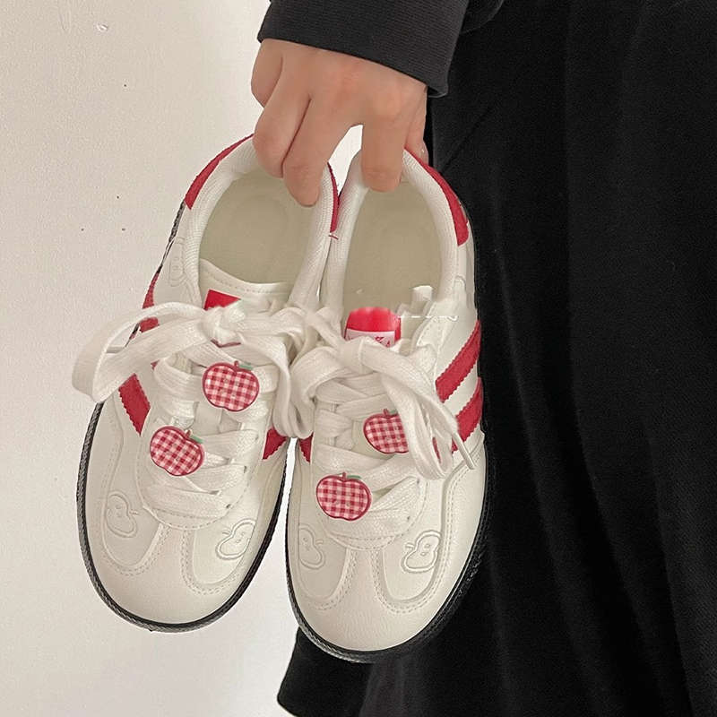 Red Dexun Shoes Women's Spring and Autumn New Flat-soled Women's Shoes Casual Shoes Breathable Cycling Dexun Shoes
