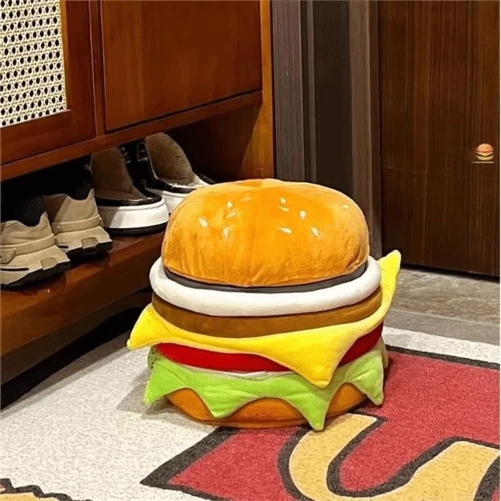 Soft Hamburger Storage Stool Cartoon Shoe Bench Multi-functional Storage Sitting Stool Living Room