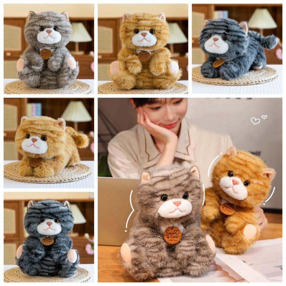 Stuffed Doll Simulation Cat Plush Toys Fluffy Animal Cartoon Kitty Dolls  Car Decor