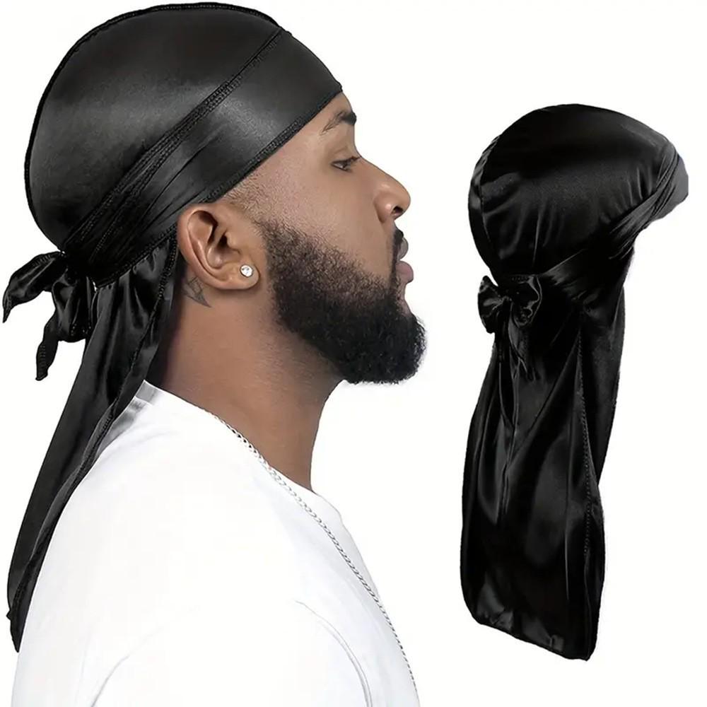 Silk Pirate Hat: Hip Hop Long-Tail Elastic Head Wrap for Men