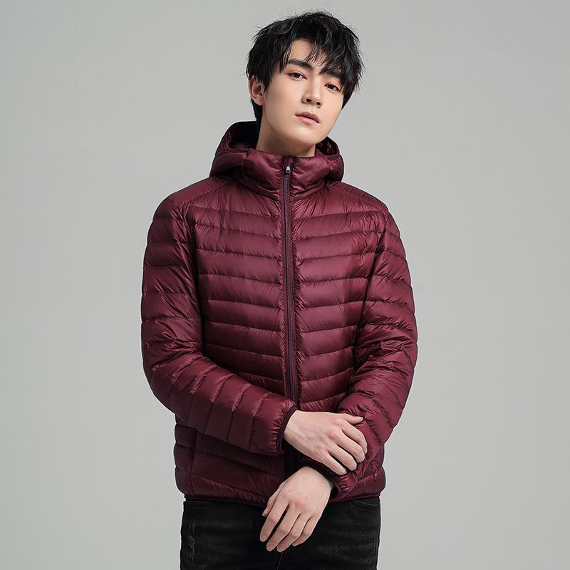 New Men's Light Down Jacket Short Hooded Autumn and Winter New Fashion Stand-up Collar Jacket