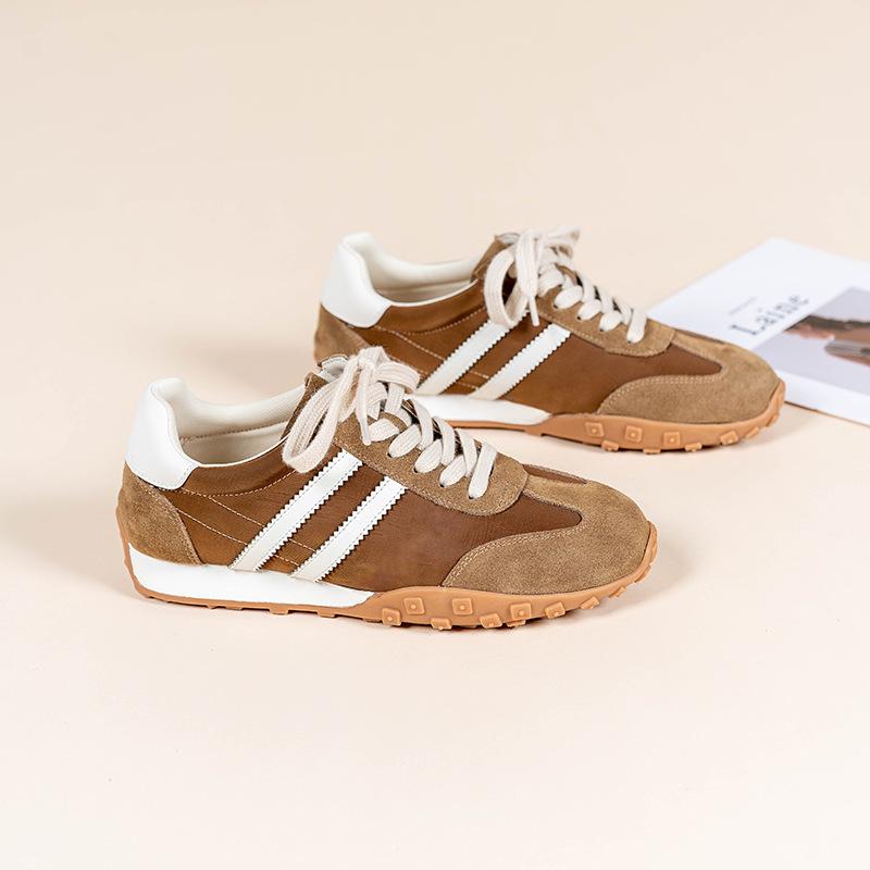 

Cowhide version~ Su Yinyin Meigao junior sister three bars color matching platform casual sports shoes women s German training shoes Forrest Gum 40