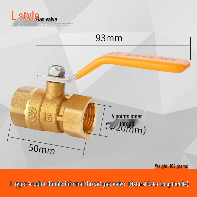 All-Copper Thickened Double Male Thread Gas Ball Valve, 4-Point Natural Gas Valve Switch