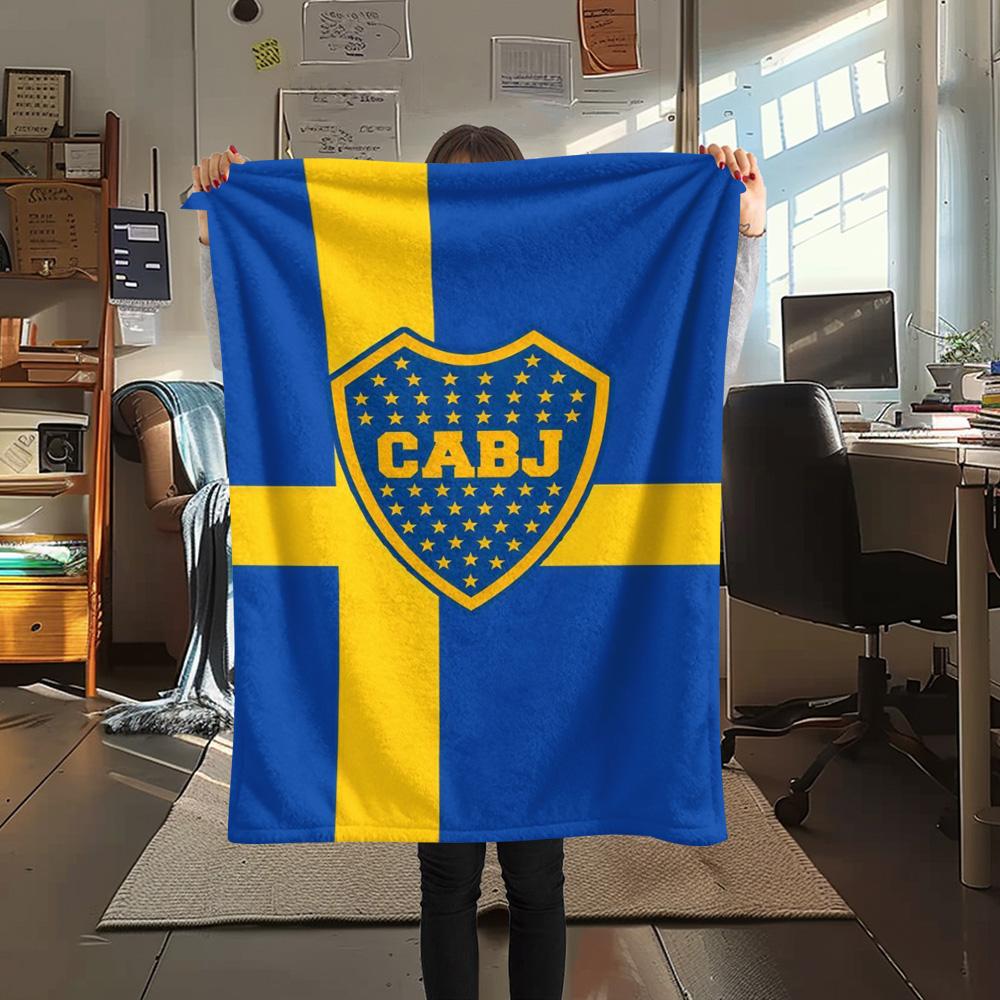 1Pc Boca Juniors Print Flannel Blanket High Quality Warm Comfortable Cover for All Seasons Perfect for Gifts Home Decor