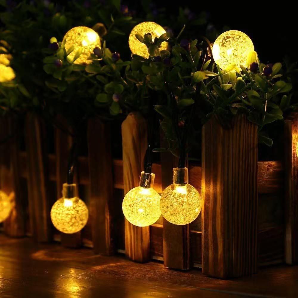 Outdoor LED Solar Bubble Ball and Water Drop String Lights for Festive and Courtyard Decoration