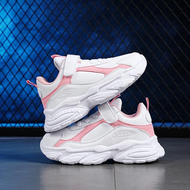 Kids' Spring Sports Shoes: Non-Slip Soft Sole Running Sneakers, White Leather, Casual Fashion for Boys & Girls