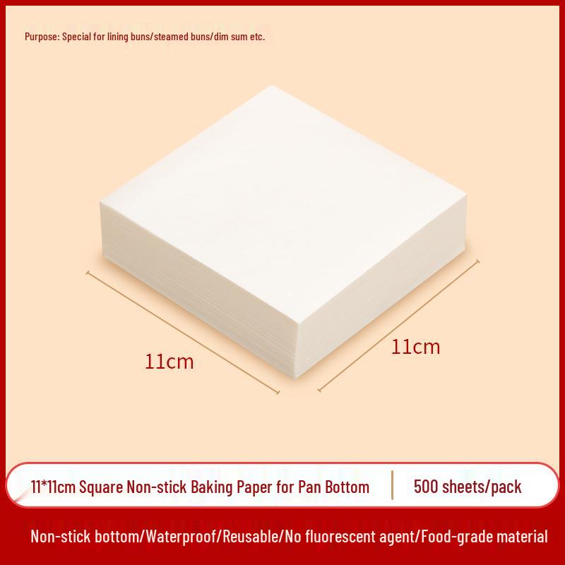 Non-stick, High Temp Resistant Steamer Paper for Buns & Mantou, Round & Square, Disposable & Thickened Bottom