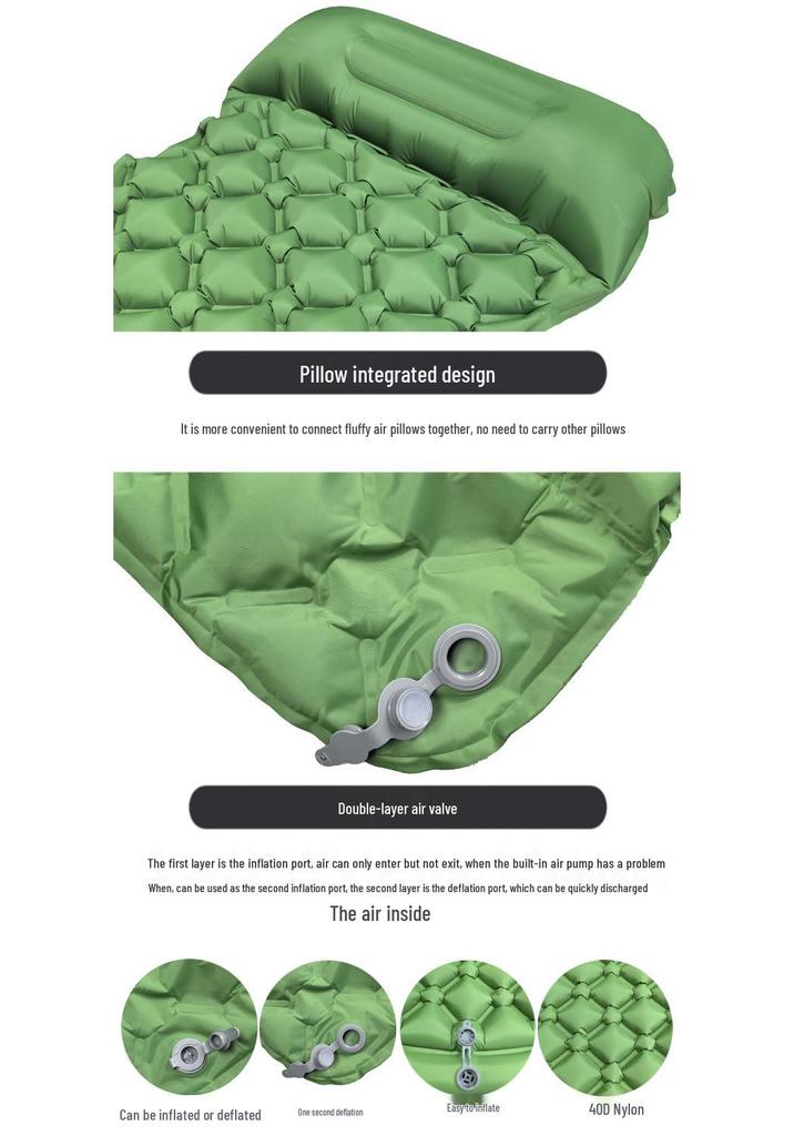 Inflatable TPU Camping Mat with Foot Pump - Portable & Foldable for Outdoor, Beach, or Picnic Use.