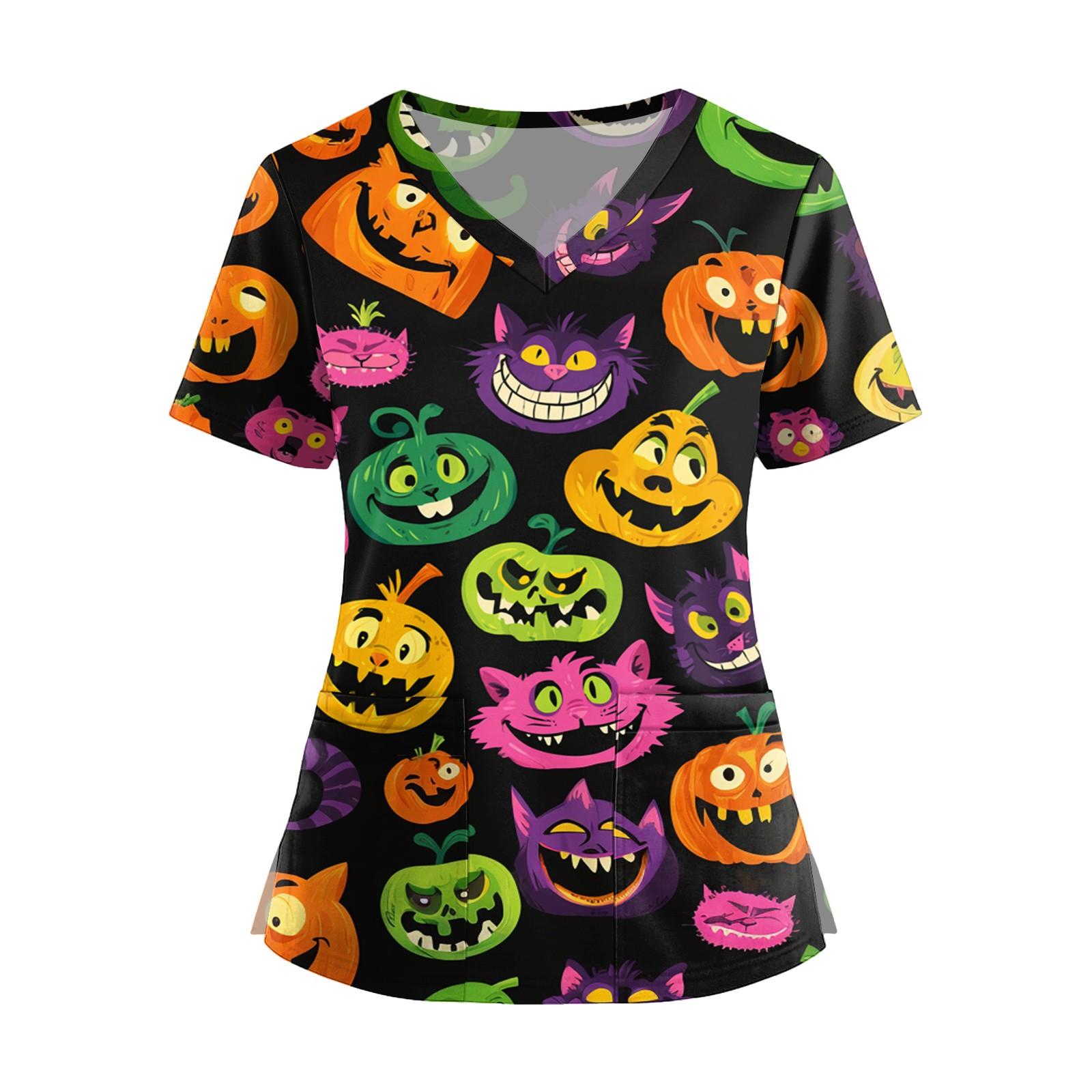 

Женская мода V-образный вырез короткий рукав комбинезон с карманами принт топы одежда XXXXXL чёрный