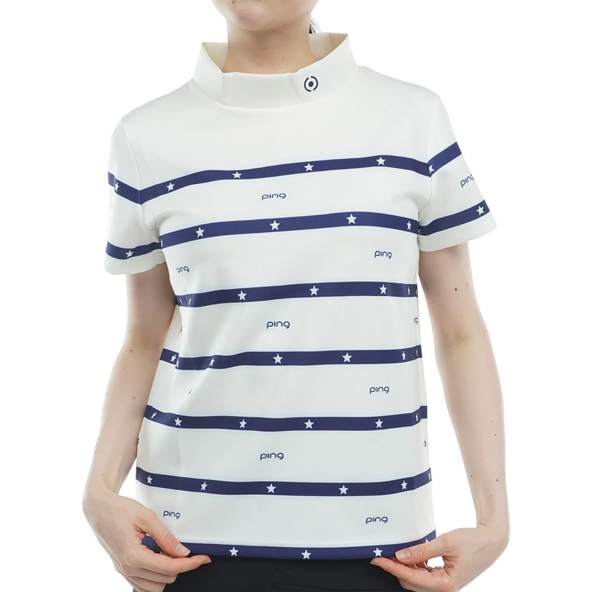 

Ping Apparel Short Sleeve High Neck Shirt Pattern Stretch Golf Undershirt L Women s (Star Stripe, Smooth) / / 622-3268802 030_White