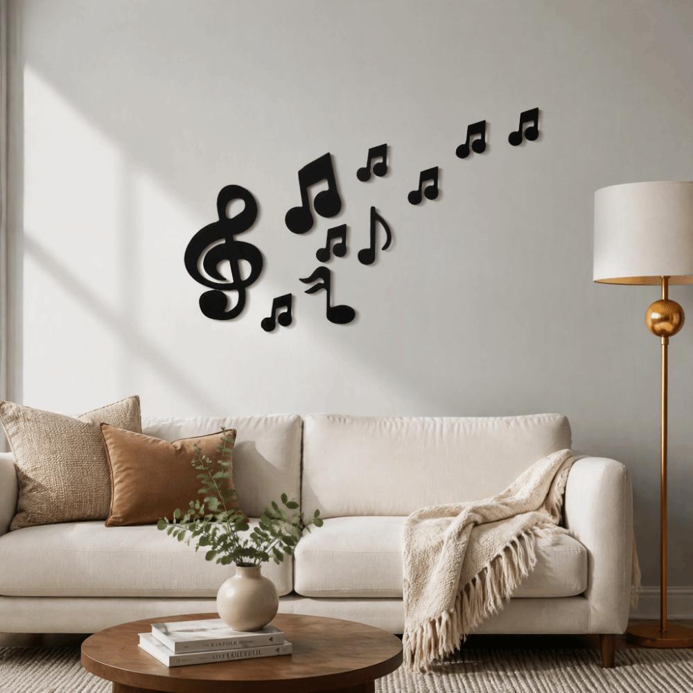 Removable Finish Music Note Wall Sticker 3D Look Embossed Wall Decal  Wall Background