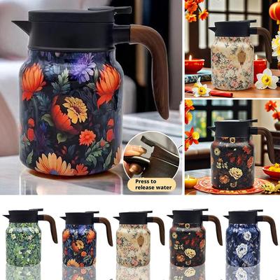 316 Steel 1000ML Large-capacity Coffee Pot Simple Thermal Pattern Ke Pot Tea Exquisit L5G7