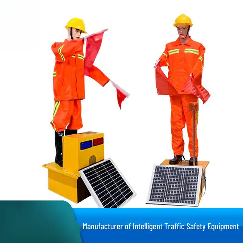Solar Flag-Waving Traffic Robot