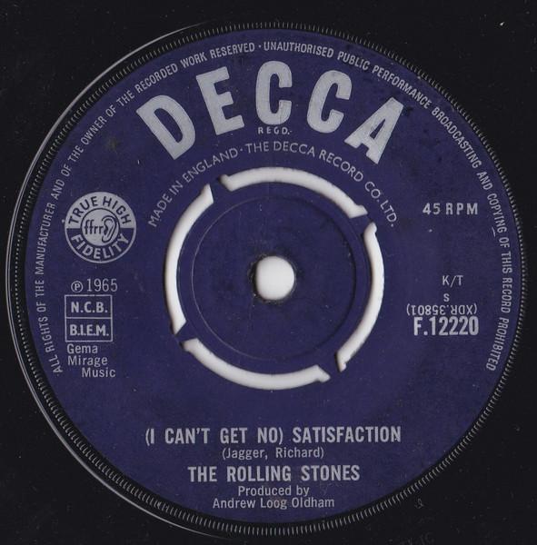 7inch Record ROLLING STONES  I Cant Get No Satisfaction  Spi F12220 Decca 1965 UK Rock Used