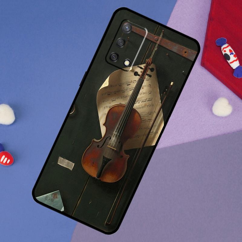 Music Violin Case For Oppo A17 A60 A40 A80 A16 A76 A96 A98 A58 A78 A18 A38 A57 A74 A54 A94 A15 A5 A6 Pro