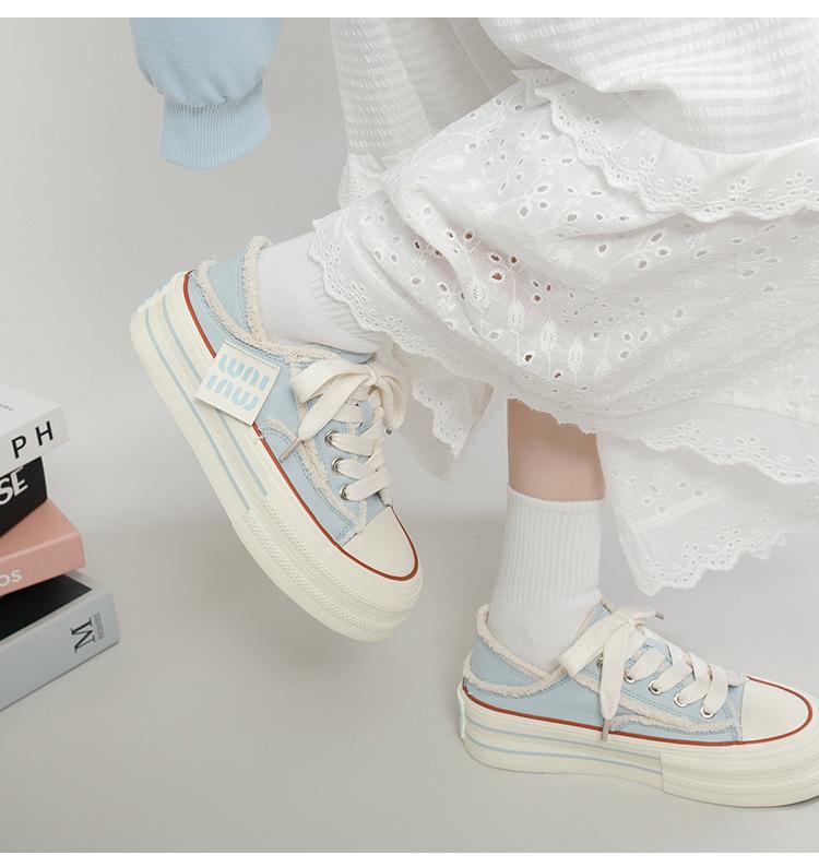Fashion Canvas Shoes Women Casual Height Increasing Platform Shoes for Women Outer White Sneakers Slip On Women Vulcanize Shoes