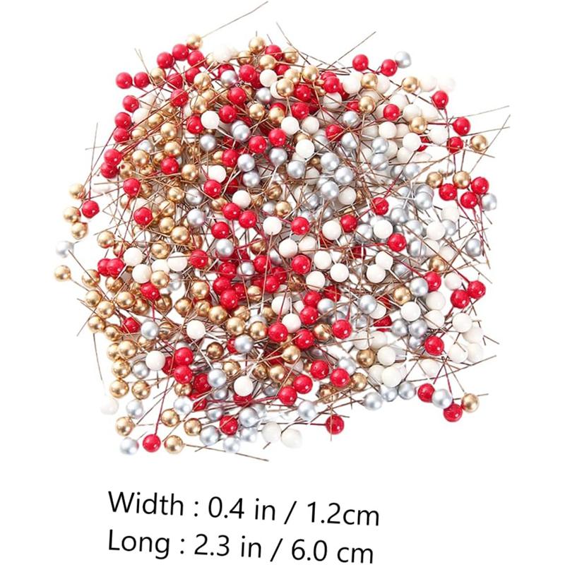 50/100pcs Artificial Holly Berries Mini Fake Berries Decor On Wire For Christmas Tree Decorations Flower Wreath DIY Craft