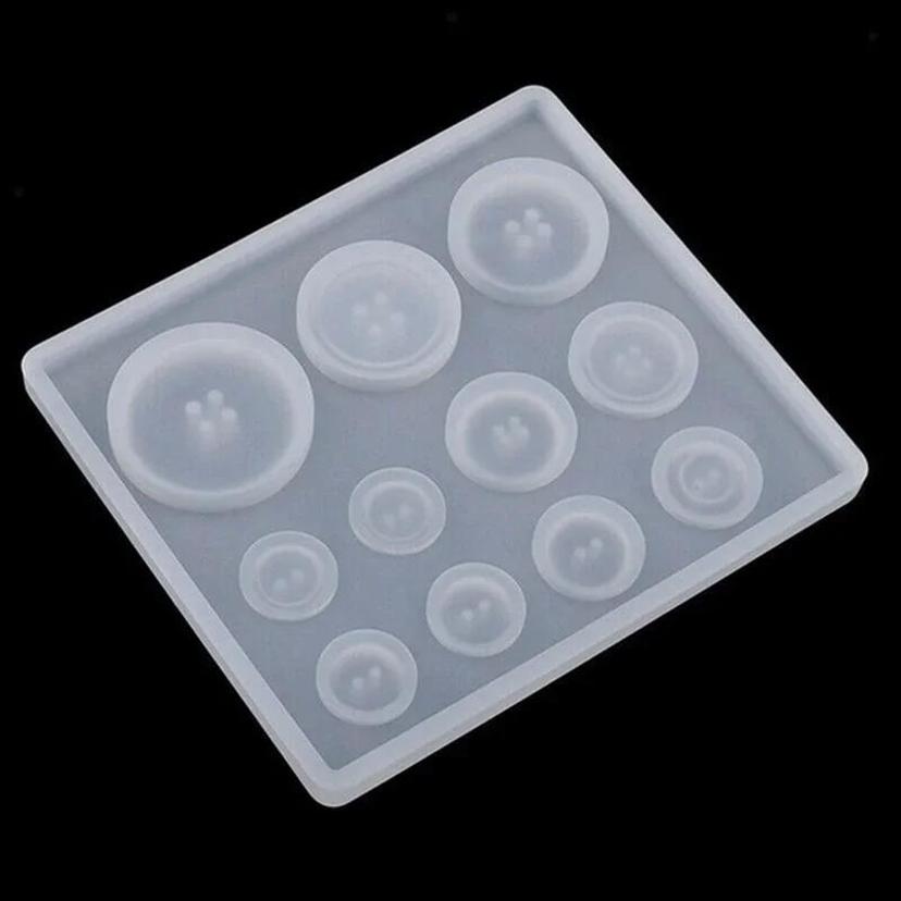 Button Shape Silicone Mold Resin DIY Button Handmade Mold With Hole Pendant Button Non-stick Art Mold Decor Cake Baking Tools