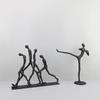 Metallfigur Skulptur Eisen Abstrakt Mensch Schwarz Dekorative Figuren Bewegung Metallfigur Zimmerdekoration Zubehör