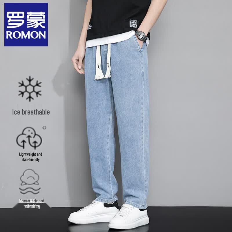 ROMON Men s Loose Straight Thin Summer Jeans 5XL