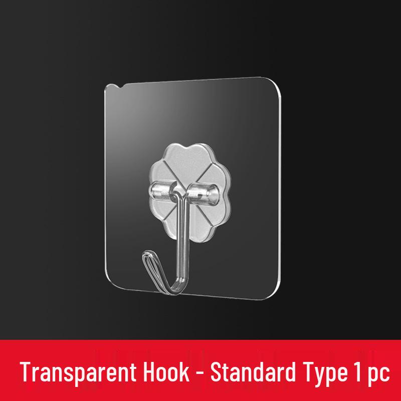 Strong Adhesive Transparent Wall Hook - No-Drill, Load-Bearing, Suction Cup for Kitchen & Household Use
