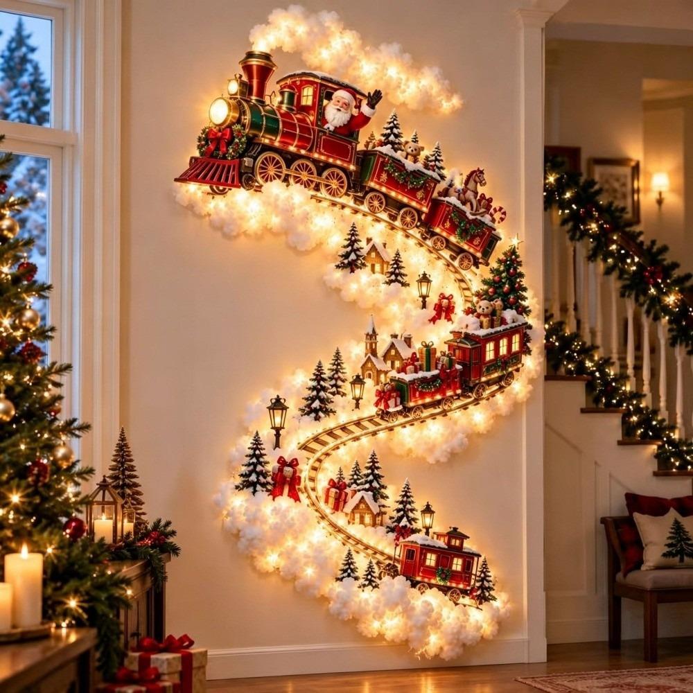 Wandmontierte Weihnachtsmagie-Pfad-Wandleuchte Schneepfad-Form Weihnachtsthema-Stil Beleuchtete Wanddekoration Warmweiße Lichter