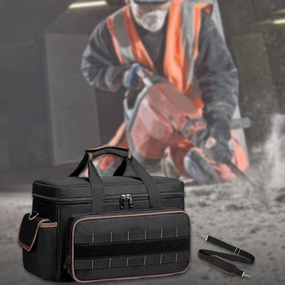 Black Fabric Tool Organizers Bag Large Capacity Construction Tool Bag Tool Bag  Electrician