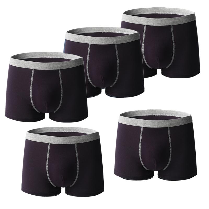 5 Pcs Men Cotton Boxer Briefs Mid‑Waist Antibacterial Breathable Underpants Comfort Soft Contrast Waistband Male Underwear L XL 2XL 3XL 4XL 5XL 6XL