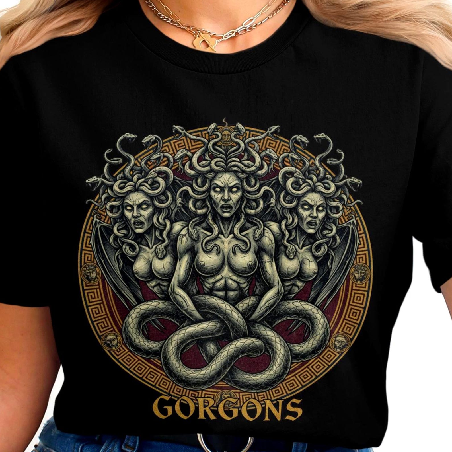 Gorgons T-Shirt | Greek Mythology | Vintage Greek God Tee S