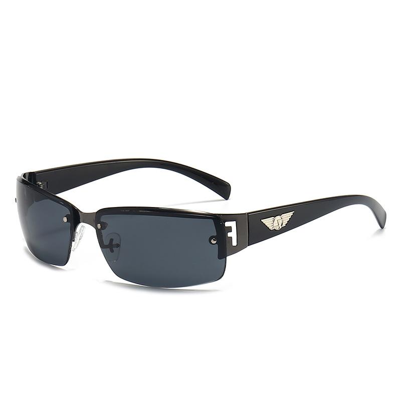 Simple Box Sunglasses Tide Driver Simple Gradual Change Sunglasses Half Frame Men'S Driving Sunglasses