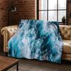 Blaue Meereswellen Landschaft Flanelldecke Weiche Warme Überwurfdecke für Schlafzimmer Wohnzimmer Bett Reise Camping Picknick Geschenk Kinder