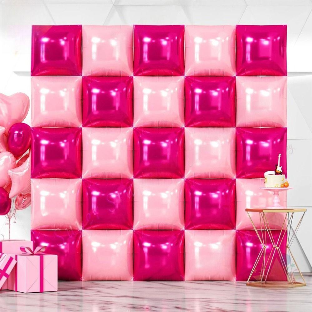 25PCS/Set Double Side Balloons Background Wall Multicolor Square Balloon Wall Backdrop Decoration Supplies Garland Kit