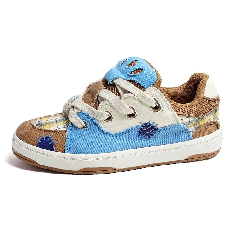 

Модный дизайн, разноцветные мужские повседневные кроссовки, Нескользящие туфли для скейтборда на плоской подошве для мужчин, удобные мужские парусиновые туфли с низким вырезом 44 синий