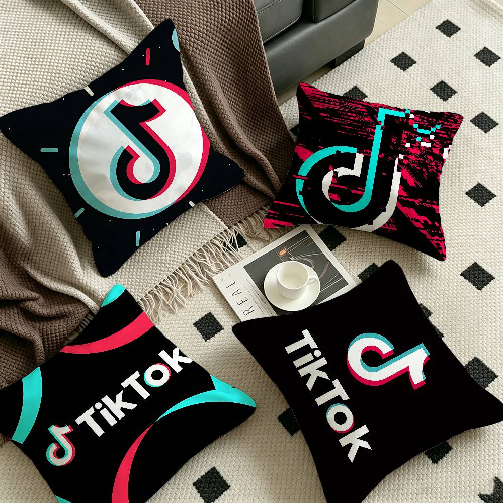 TTikToks Logo Decorative Room Aesthetics Pillow Case Home Decor Bedroom Sofa Bed Couch Pillow Cover x