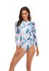 New Women's Long Sleeve One-Piece Swimsuit - European American Solid Color Patchwork Surfing Suit