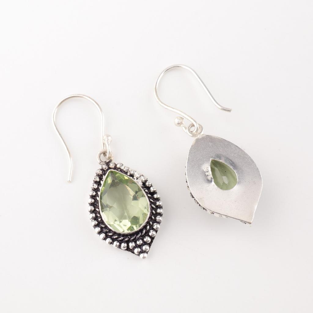 Green Amethyst Gemstone 925 Sterling Silver Jewelry Drop/Dangle Earrings For Her EE-164-14