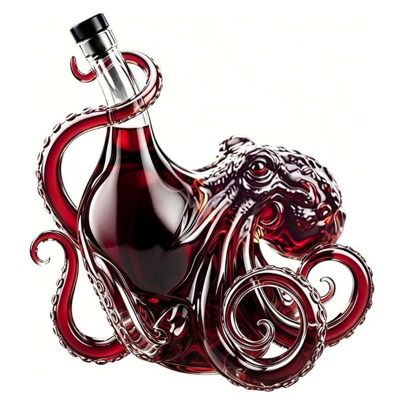 Exquisite Octopus Sculpted Glass Bottle For Liquid Dispensing And Artistic Display Transparent Color