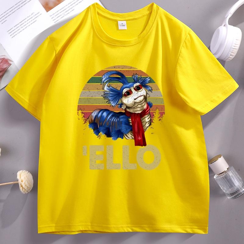 Funny Ello Worm Labyrinth Vintage T-Shirt Men Women Vintage Graphic T Shirt Casual Short Sleeve Round Neck Printed Tshirt Tops