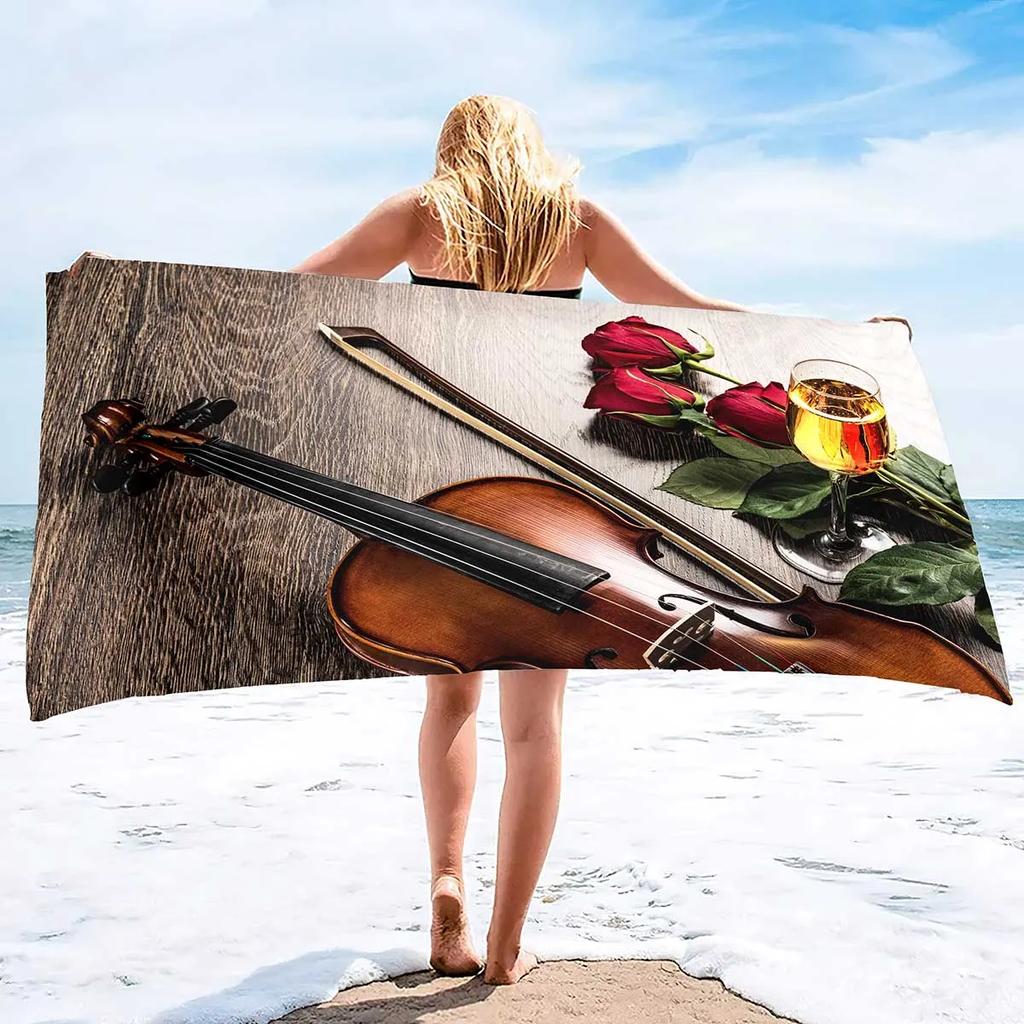 Beach Towels Violin Sand Towel Beach Blanket Sand Free-Microfiber Quick Dry Swimming Pool Towels Camping Towels for Kids Adults