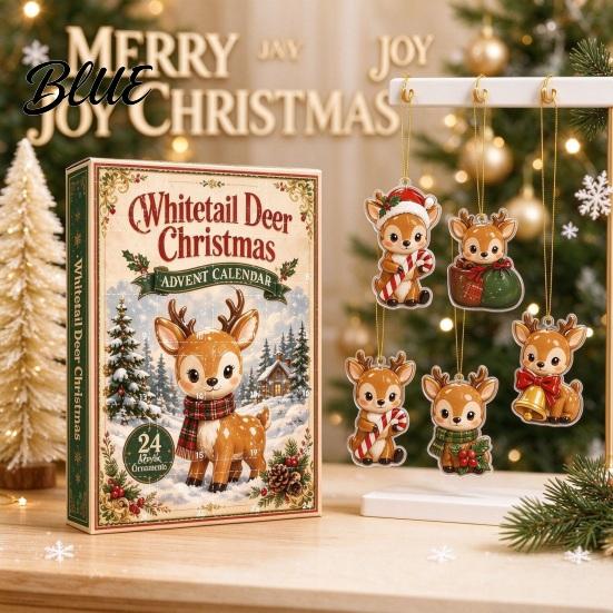 Winter Wonderland Tree Countdown Calendar Christmas Advent Whitetail Deer Decorations 2D Calendar 24-Day with 24