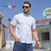 Cozy Up Men's Oxford Shirt Short Sleeve Regular Fit Button Down Collar Casual Shirts with Pocket Light Blue